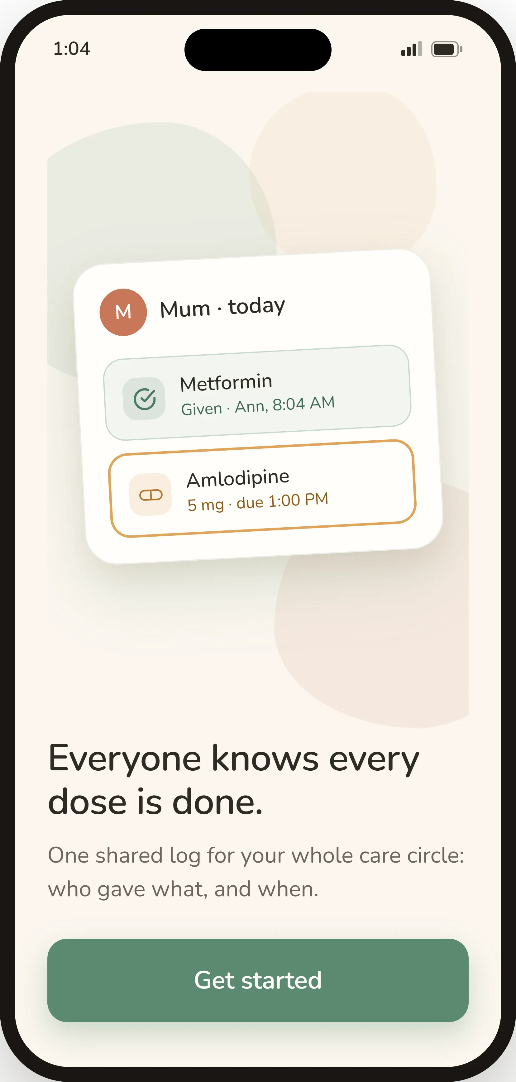 Wellnook onboarding — everyone knows every dose is done